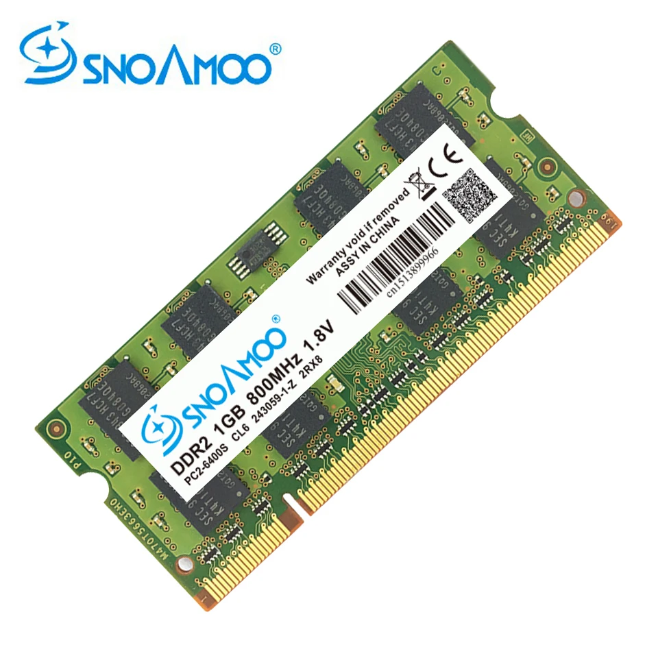 

SNOAMOO DDR2 1 ГБ 2 ГБ 667 МГц Оперативная память для ноутбука PC2-5300S 800 МГц PC2-6400S 200 контактов CL5 CL6 1,8 В 2Rx8 SO-DIMM Гарантия компьютерной памяти