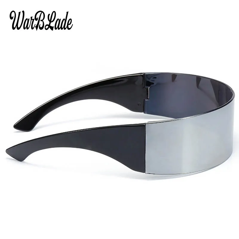 WarBLade 2024 New Ladies Mens Black Frame Wrap Sunglasses One Piece Shades Flat Top Novelty Costume Party Funny Strange