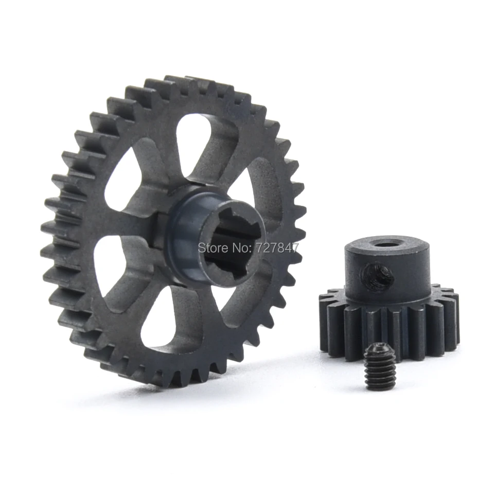 1set 38T Steel Metal Diff Main Gear & 17T Motor Pinion Gear Spare Parts for WLtoys RC 1/18 A959 A949 A969 A979 K929