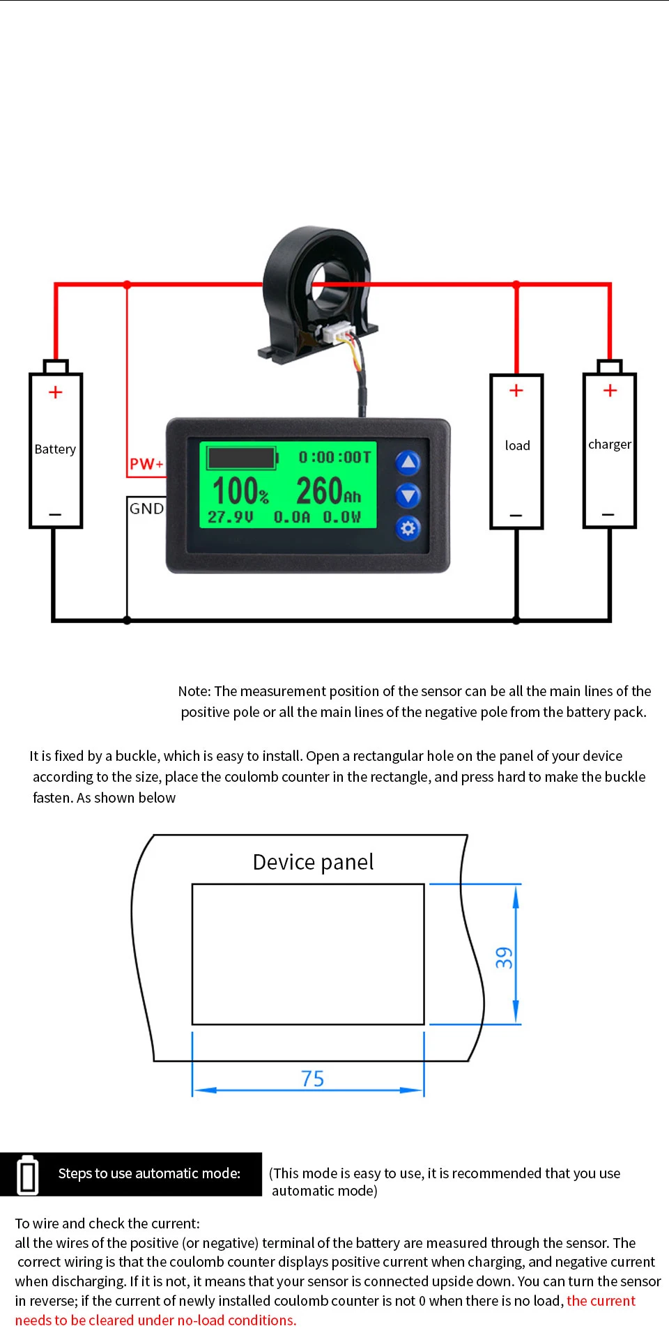 Imagem -05 - Hall Coulomb Medidor 100a 200a 300a 400a Lifepo4 Chumbo-ácido Li-ion Bateria Monitor Power Display dc 12v 24v 36v 48v 60v Bms