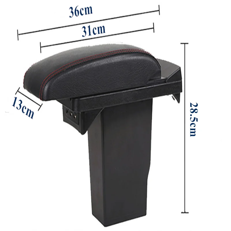 For Peugeot 2008 Armrest Box +3USB Black Leather Center New Storage Box Modification 2012 2013 2014 2015 2016 2017 2018 2019