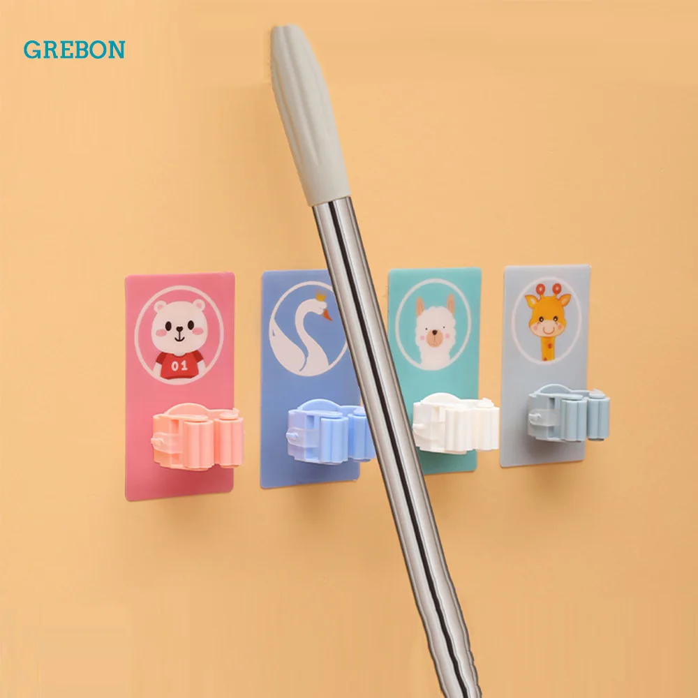 Mop Clip Wall Mounted Organizer Holder Brathroom Storage Broom Hook Brush Hanger Home Tool Traceless Adhesive Garden Rack Sucker