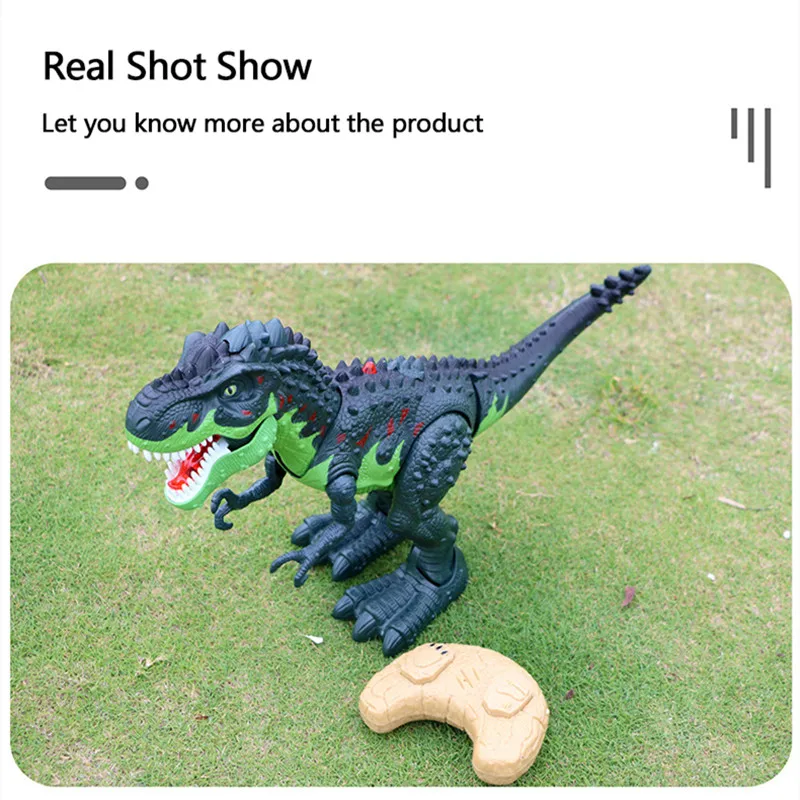 Intelligent Remote Control Robot 2.4G RC Spray Dinosaur 46CM Large Size Can Lay EggsWalking Speaking High Simulation   Dinosaur