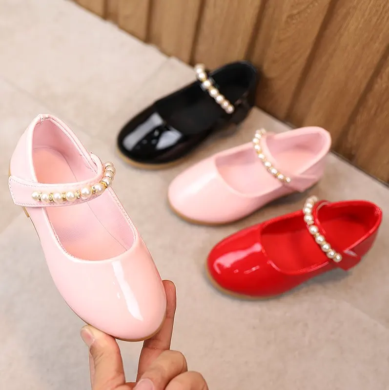 Girls Shoes Pearl Princess Shoes For Baby Kids Bead Mary Janes Shoes Child Dress Shoes Big Girl Party Shoes Spring Autumn Black