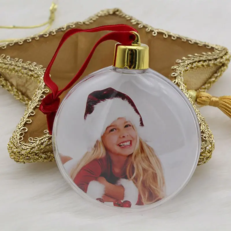 Christmas Transparent Photo Frame Plastic Christmas Ball Round Five-star Christmas Tree Decorations Hanging Ball Picture Holder