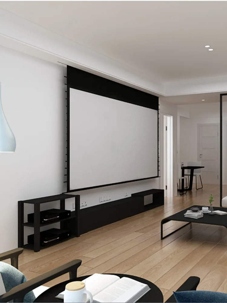 4K UHD Recessed In-ceiling tension projector screen acoustically transparent front projection screen material