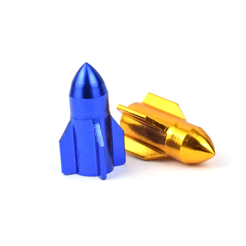 4pcs/8pcs Cycling Bicycle Gas Nozzle Cap CNC Aluminum Car Schrader Valve Cap Rocket Modeling Gas Nozzle Valve Dust Cap Cover