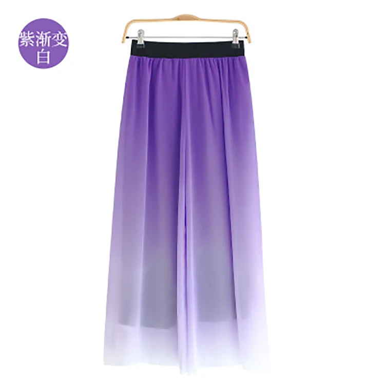 Modern Dance Costume Wide Leg Chiffon Practice Pant Elastic Waist Gradient Dance Pants Classical Dancing Wear For Women