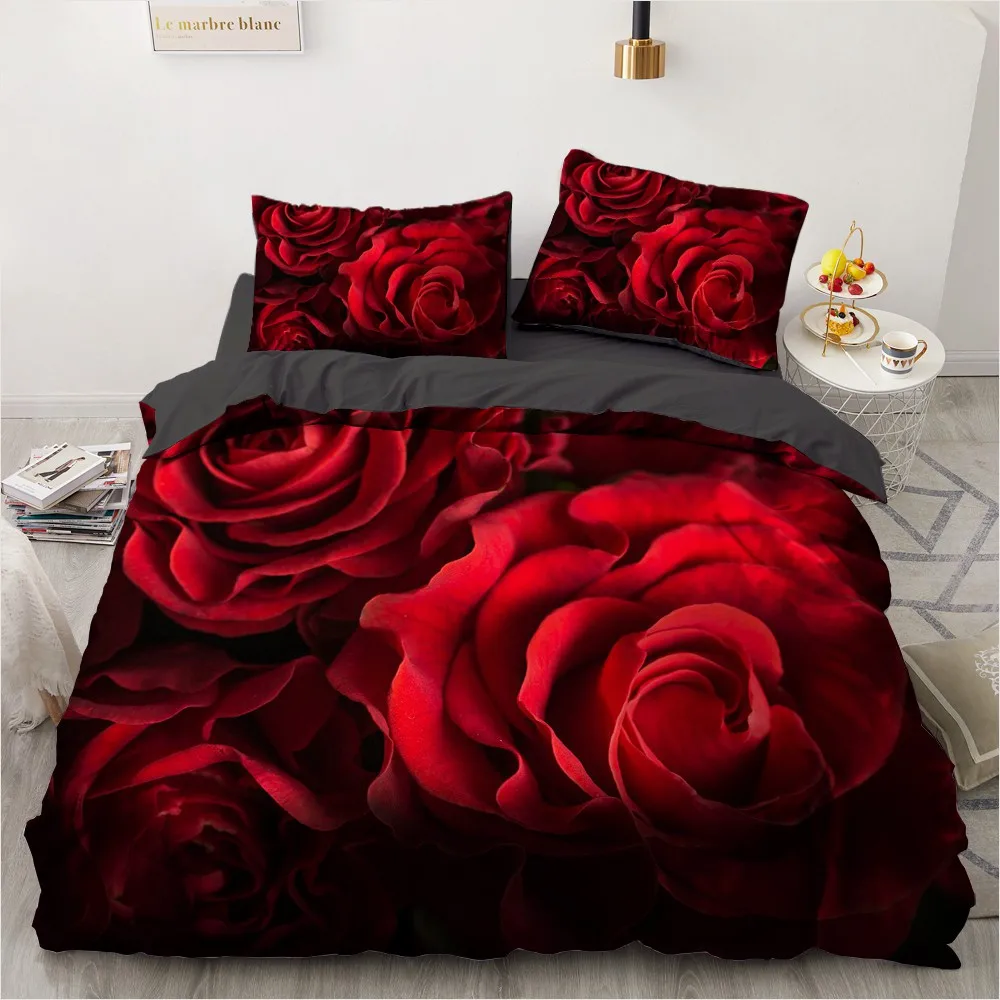 3D Nordic Comforter Bed Set Duvet Covers Sets Quilt Cover Bedding Sets Full Twin Single Size Flowers Design Home Textile