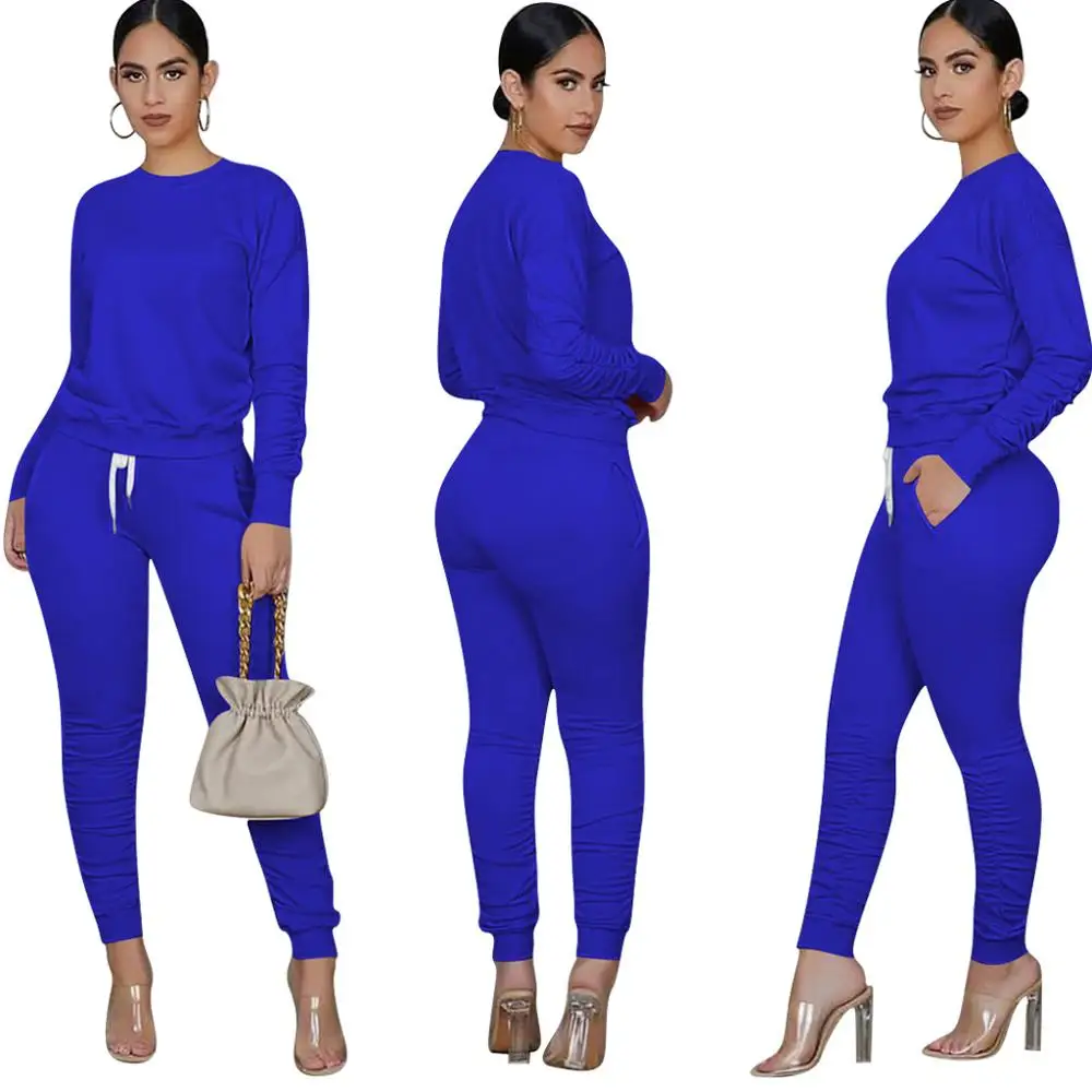 two piece set women 2 piece set stacked leggings clothes for women outfits  stacked pants tracksuit female fall clothes 2020