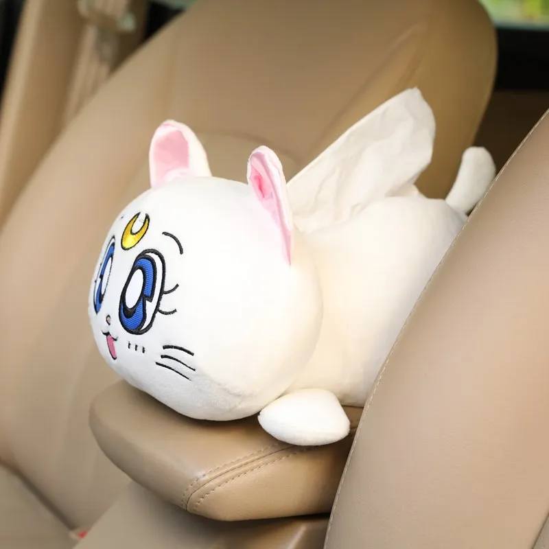 Internet Celebrity Creative Plush Stuffed Moon Cat Car Tissue Box Birthday Gift New Year Cartoon Car Hanging Decoration