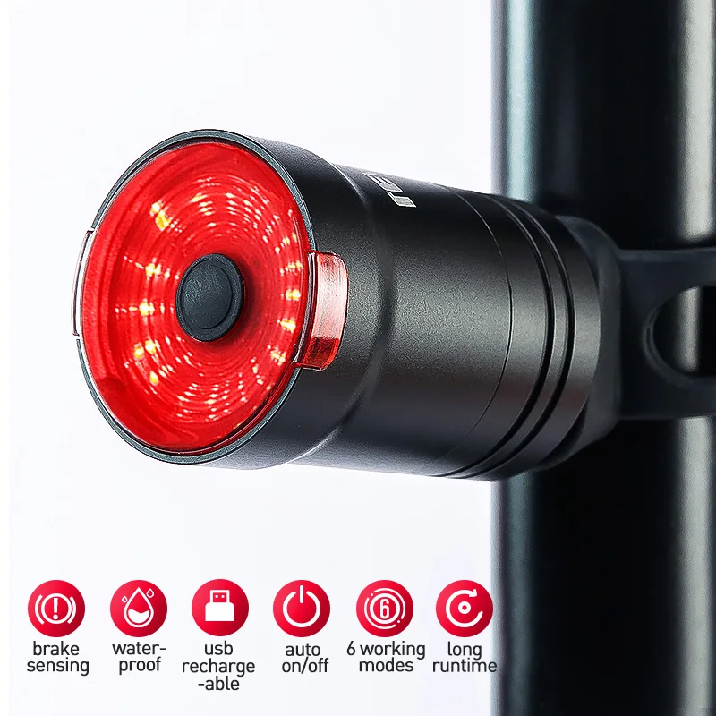 LEADBIKE Bicycle Smart taillight Auto Start/Stop Brake Sensing Bike Rear Light IPX6 USB Rechargeable Led Cycling Tail Light