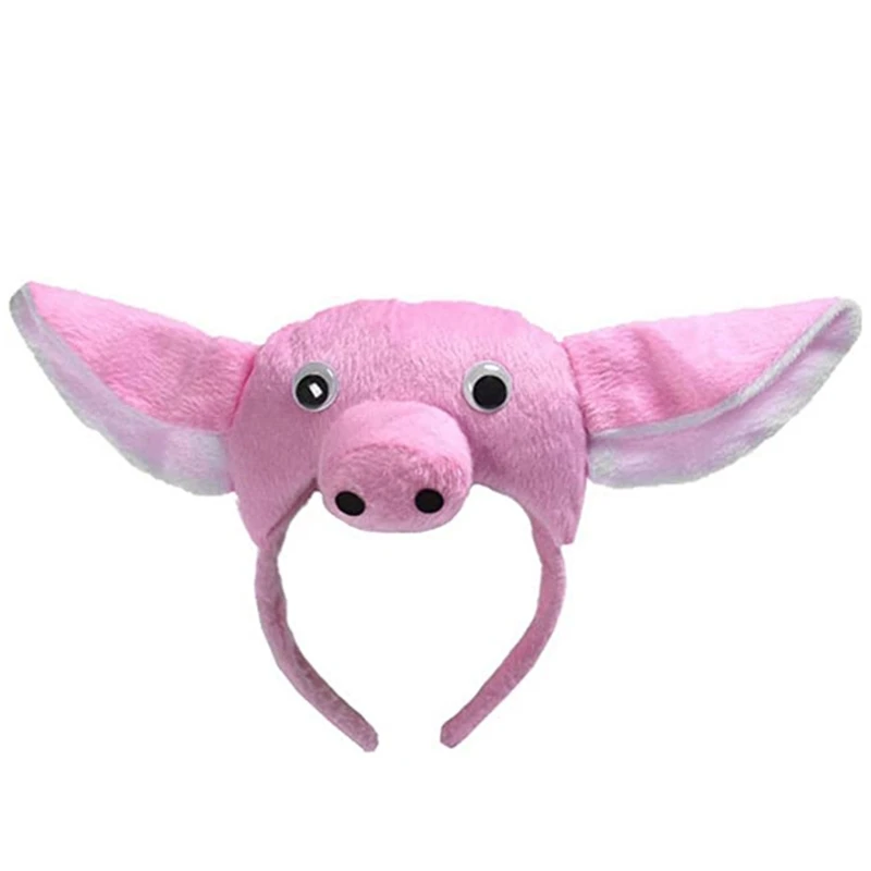 Super Soft Pig Headband Halloween Animal Headdress Dress Up Accessories Pink Piggy Head Hoop Set Cosplay Props