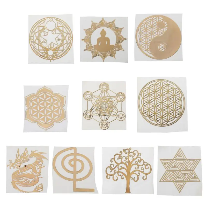 10Pcs 6.8Cm 7 Chakra Koper Energie Toren Orgonite Sticker Bloem Life Tree Piramide Epoxyhars Materiaal Sieraden Maken