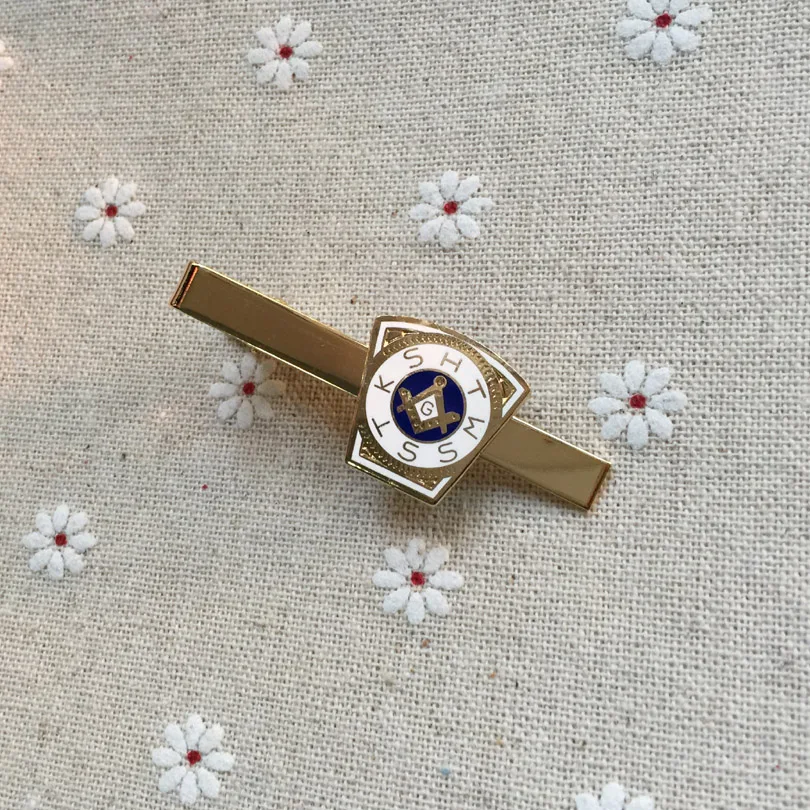 1pc Masonic Keystone Tie Bar Clip Tie Pin Enamel Tack Religious Souvenir Holy Royal Arch Freemason for Lodge Masonry Breast Pins