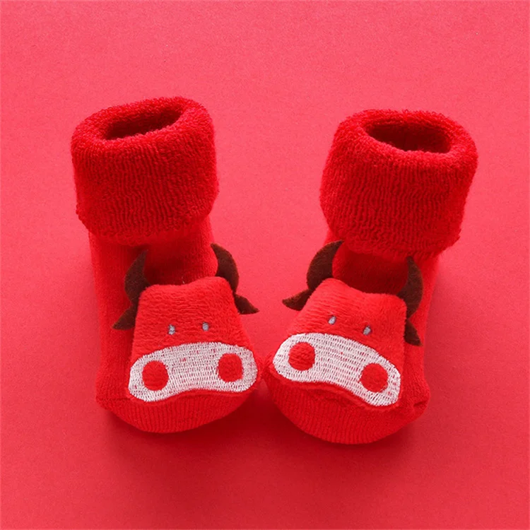 Lawadka 0-3T Winter Thick Infant Socks for Girls Boys Kids Christmas New Year's Socks Anti Slip Cotton Short Socks for Newborns
