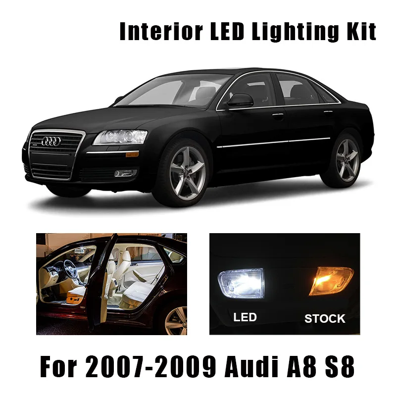 17 Bulbs White Canbus LED Interior Ceiling Light Kit Fit For 2007 2008 2009 Audi A8 S8 D3 Dome Cargo License Lamp No Error