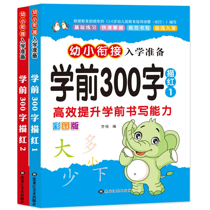 2pcs/set Chinese Basics 300 Characters Han zi writing books exercise book learn Chinese kids adults beginners preschool workbook