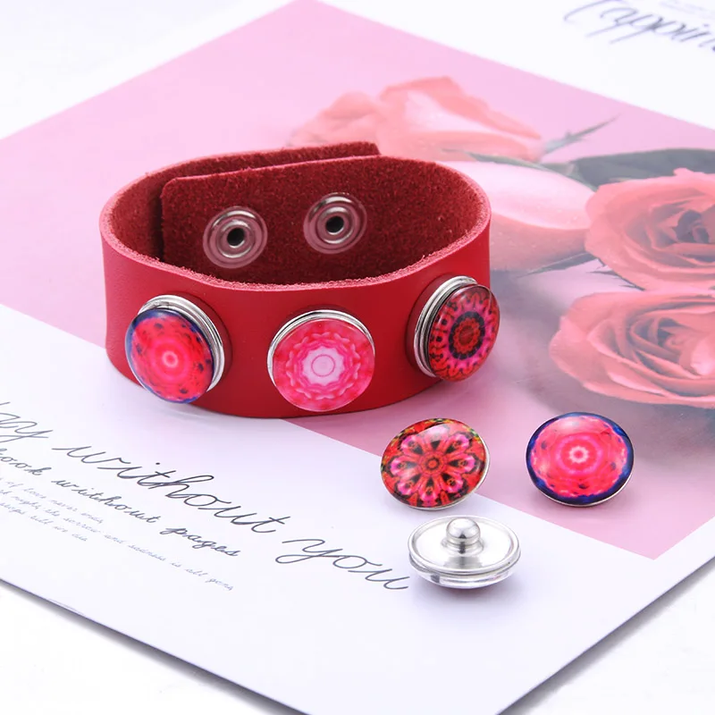 New Snap Jewelry Handmade Braided Leather 3 Button Snap Bracelet Bangles fit 18mm Snap Button DIY Ginger Charm Bracelet