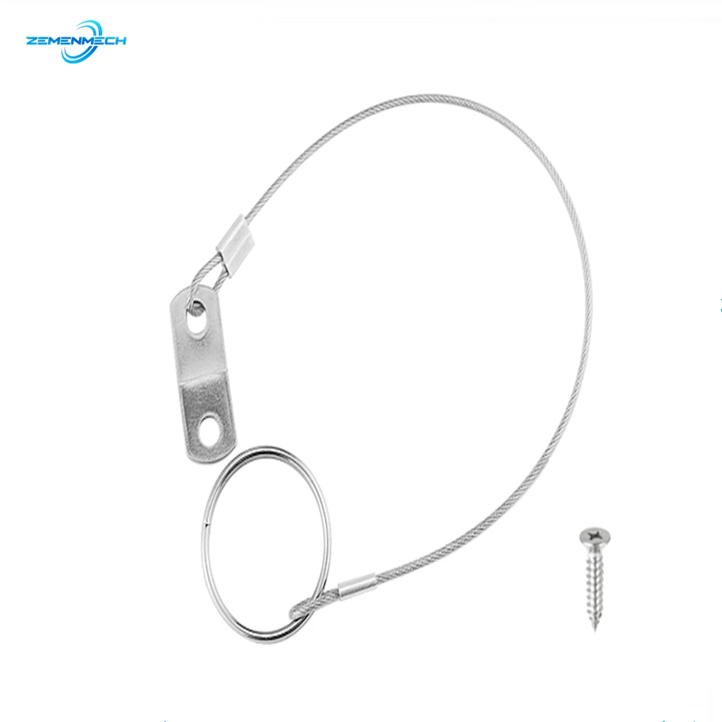 316 Stainless Steel Lanyard Cable Safety Tether Wire for Loss Prevention 1 Loop With Quick Release Ring & Rubber Coating Marine