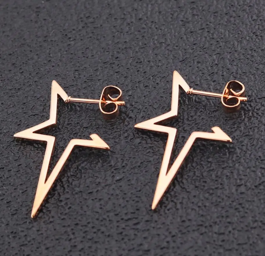 2024 New Star Earings Punk Stud Earrings Stainless Steel Everyday Teen Jewelry Pentagram Earing for Women Wholesale Oorbellen