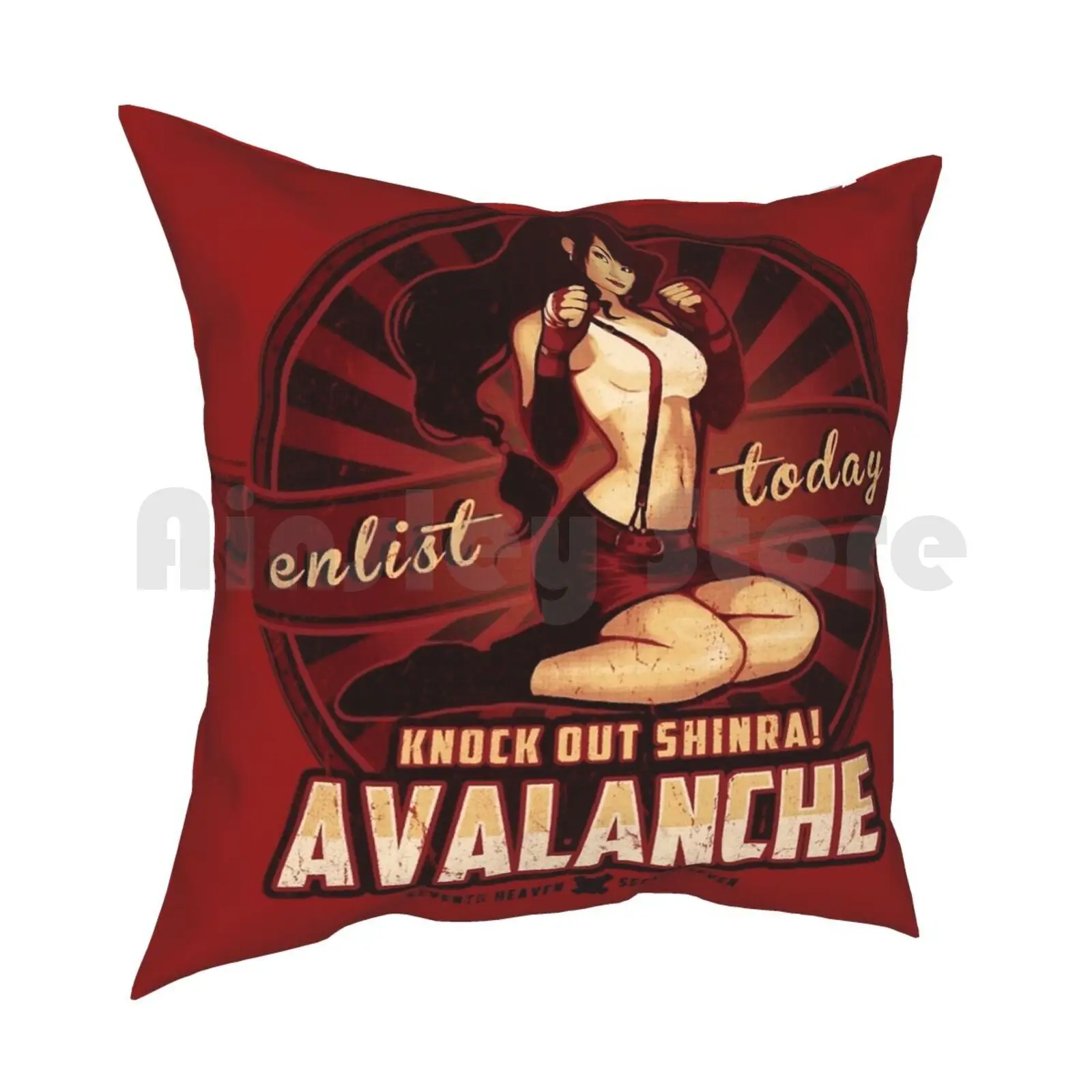 Avalanche Wants You! Pillow Case Printed Home Soft Throw Pillow Megan Lara Avalanche Propaganda Ff7 Final Fantasy Final