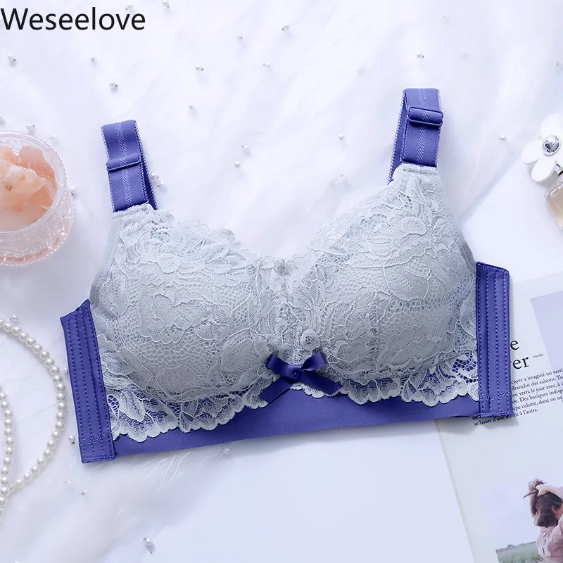 

Weseelove Women Full Coverage Wire Free Lace Bra Sexy Underwear Breathable Thin Lingerie 34 36 38 40 42 B C D X54