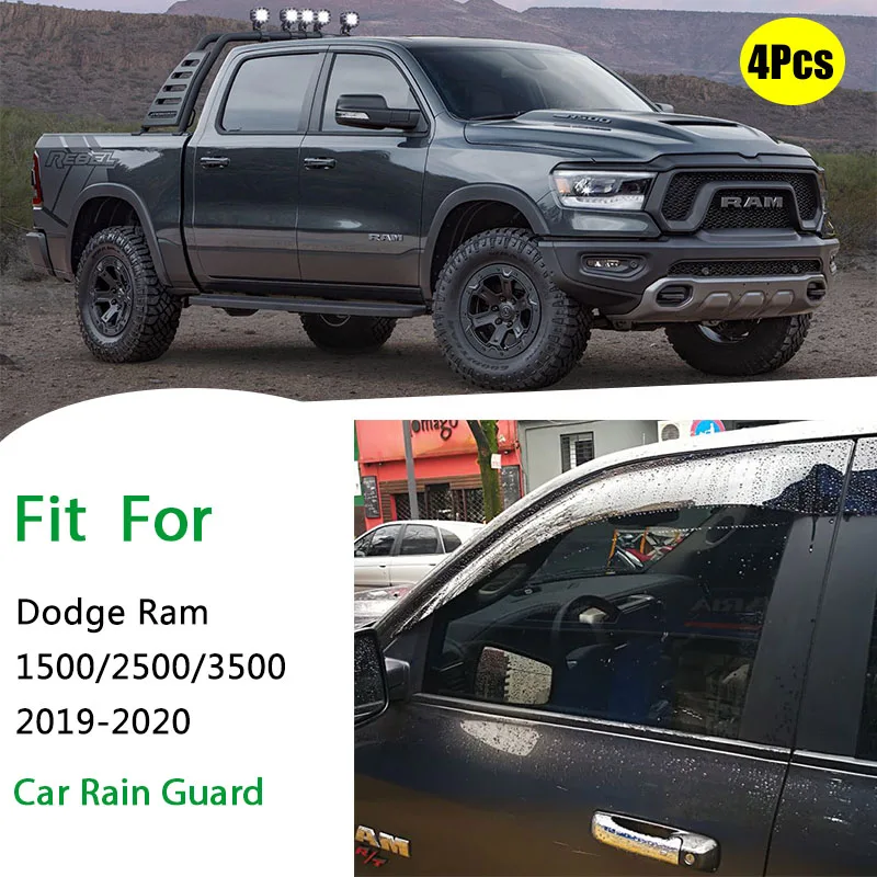 

FOR Dodge RAM 1500 2500 3500 Rain Guard Dodge Ram Window Sun Shade Visor Wind Strip Smoke Window Rain VisorHigh Quality