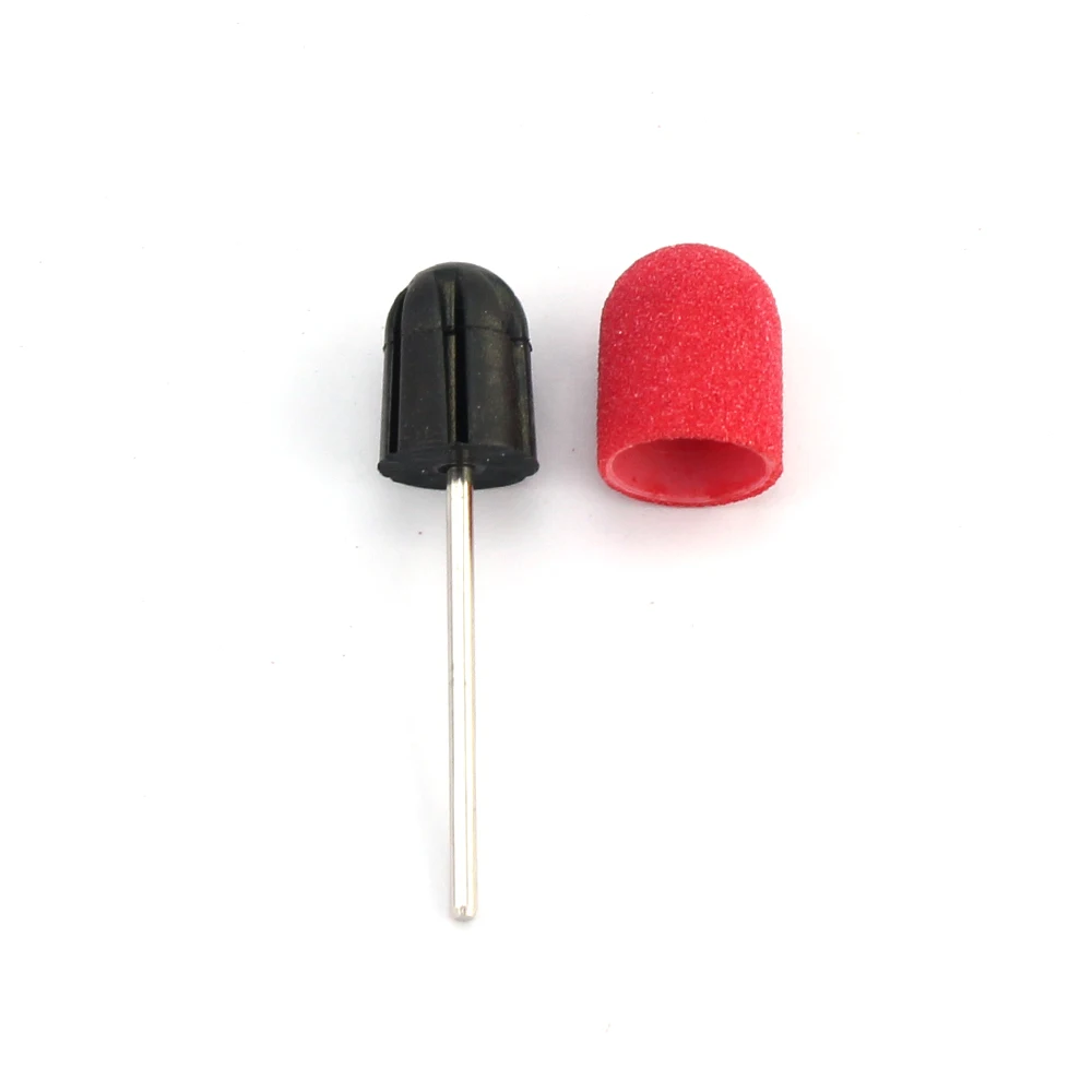 50Pcs Red Plastic Sanding Caps Nail Drill Accessories Sanding Bands Block Caps Mandrel Gel Remover Foot Care Cuticle