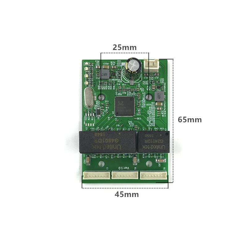 El módulo de interruptor Gigabit de 3 puertos se utiliza en la línea LED, 3 puertos, 10/100/1000 m, puerto de contacto, mini MÓDULO DE INTERRUPTOR, placa base PCBA