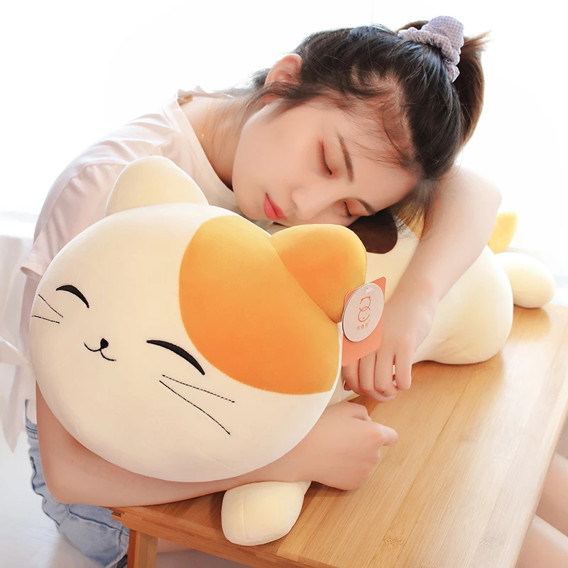 New Hot Huggable Kawaii Sleeping Pillow Stuffed Animal Doll Cute cat Plush Toys Cartoon Cushion Kids Girl Birthday Gift