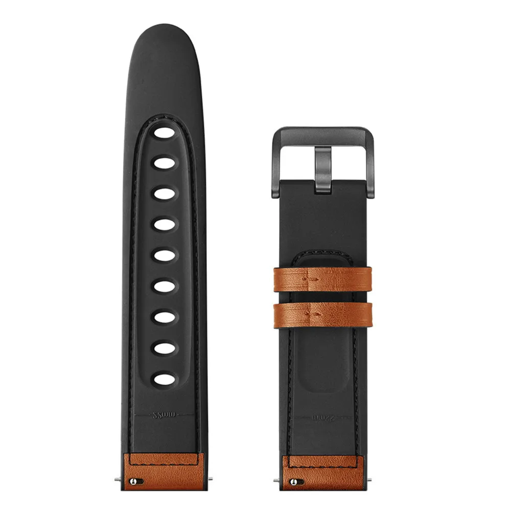 22mm 20mm Leather Strap +Silicone strap for Huawei watch 3/Samsung Galaxy watch/Active 2 Men/Women bracelet band for Amazfit GTR