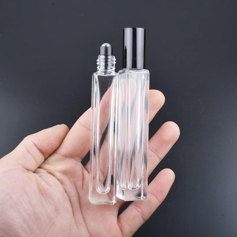 10ml Transparent Glass Roller Bottle Empty Perfume Essential Oil Test Bottle 10ml Roll-On Thick Glass Vial