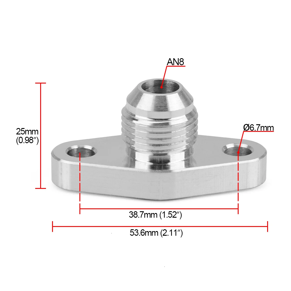 Universal 8AN Turbo Oil Return  Drain Flange Bolt Spacing 38mm For GT15 GT17 IHI RHF4 TD04 KKK K03 Garrett  YC101625