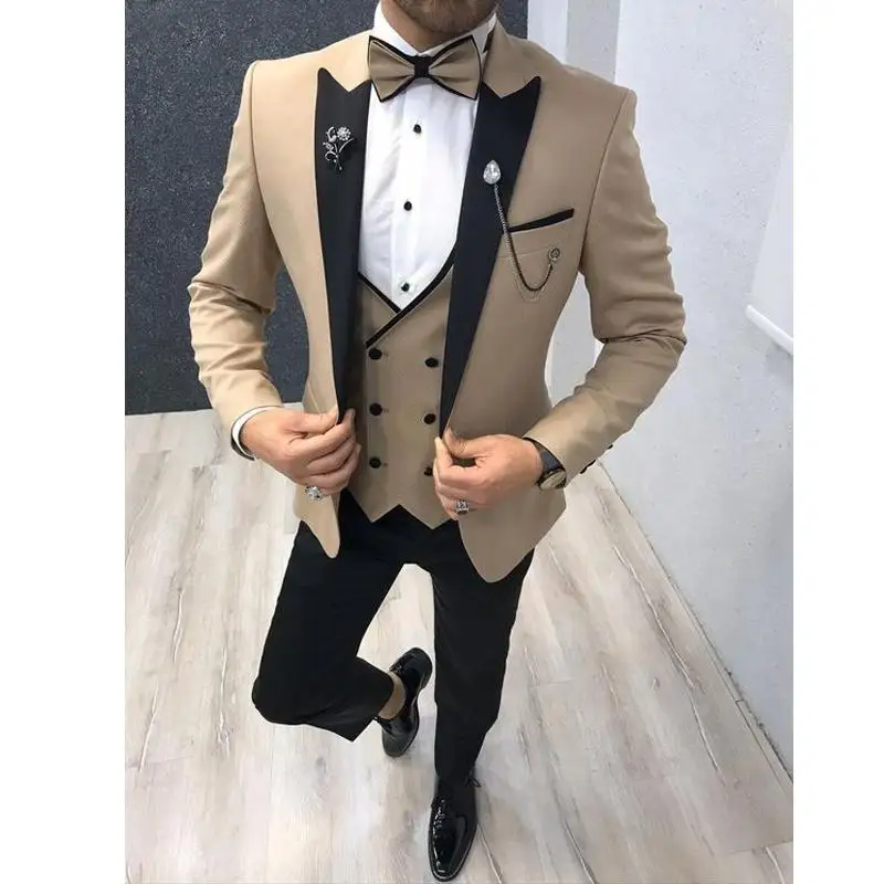 New Arrival Fashion 3 Pieces Groom Suits for Wedding Slim Fit Custom Made Party Male Suit Wedding Suits for Men Groom Tuxedos