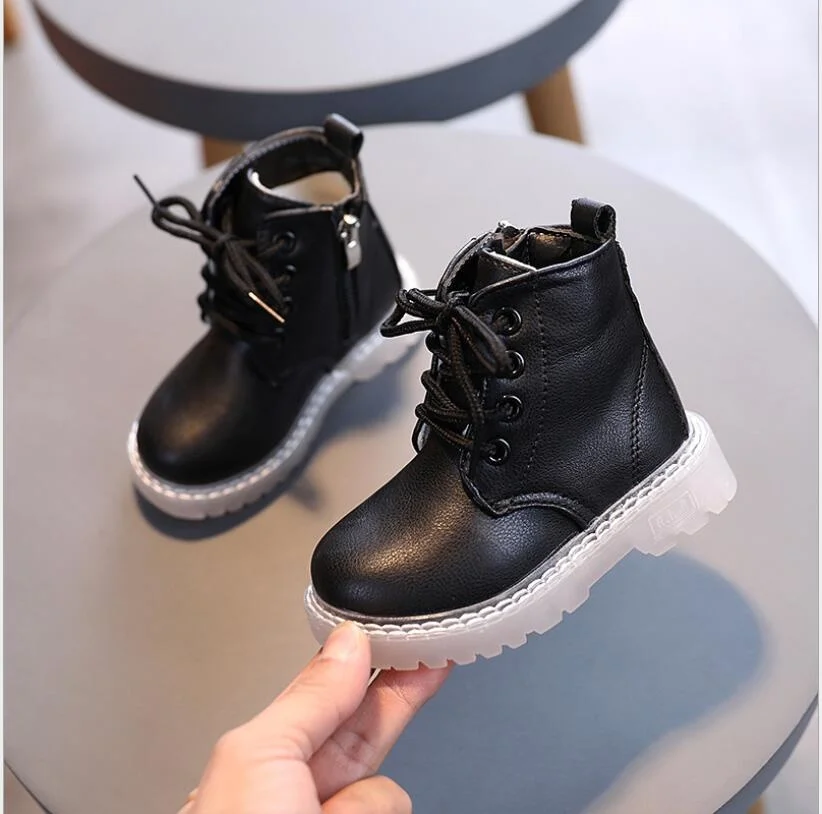 New Spring And Autumn Children\'s Boots Boys And Girls Soft Sole On Slip Zipper Fashion Single Boot Baby Walking Shoes