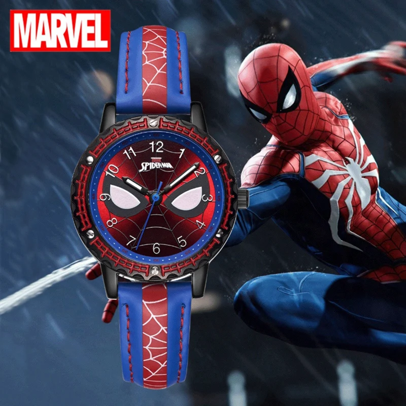 DISNEY  Avengers Spider-men Hero Dream Child Cool Disney Cartoon Wrist Watch Boy Waterproof Quartz Students Men Clock