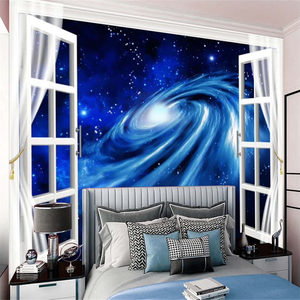 

3d Landscape Wall Covering Outside Window Wonderful Blue Space Mural Living Room Bedroom Home Decor Painting Wallpapers