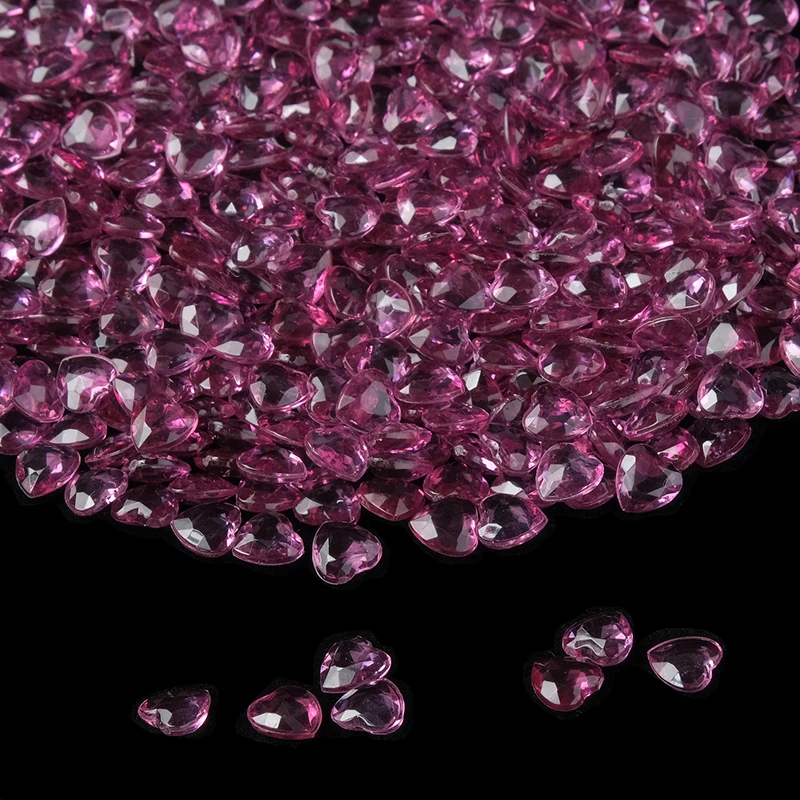 2000 pcs / lot 6mm Acrylic Lilac Color Crystal  Heart Shape Tip Back  Wedding / Valentines Table favor Diamond confetti