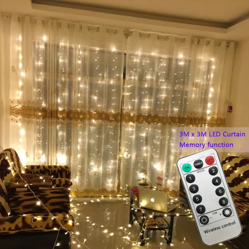 3x3m 300 led string fairy lights Wedding garden party led curtain Decor Christmas Garlands light string led lights Decoration