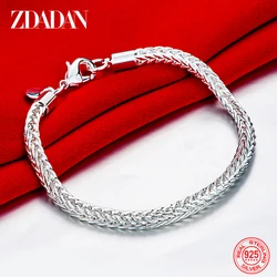 ZDADAN 925 Sterling Silver 4MM Snake Bone Chain Bracelet For Women Fashion Wedding Jewelry Gift