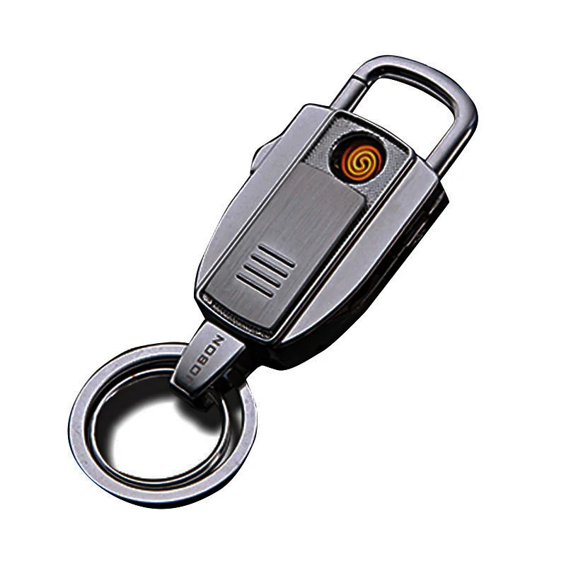 Mini Portable Rechargeable Windproof Ultra-thin Metal Creative Individuality Key Buckle Lighter Keychain USB Electric Lighter