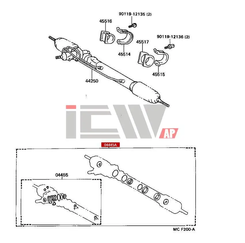 Power steering assembly repair kit gasket For Toyota Hiace 1987-2007 RZH104/LH53