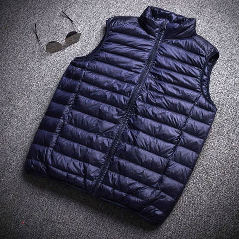 Top Quality Men\'s Ultralight Down Vests Winter Jackets Waistcoat Sleeveless Zipper Coat Overcoat Warm Vests Plus Size