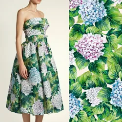 Polyester Chemical Fiber Printed Fabric Digital Printing Processing Autumn and Winter Hydrangea Skirt Cloth by the Meter