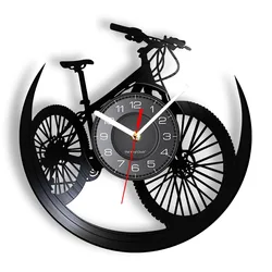 Road Mountain Bike Vinyl Album Record Wall Clock Cycling Decor Sports Events Bicycle Man Cave Watch Mountain Biker Cyclist Gift