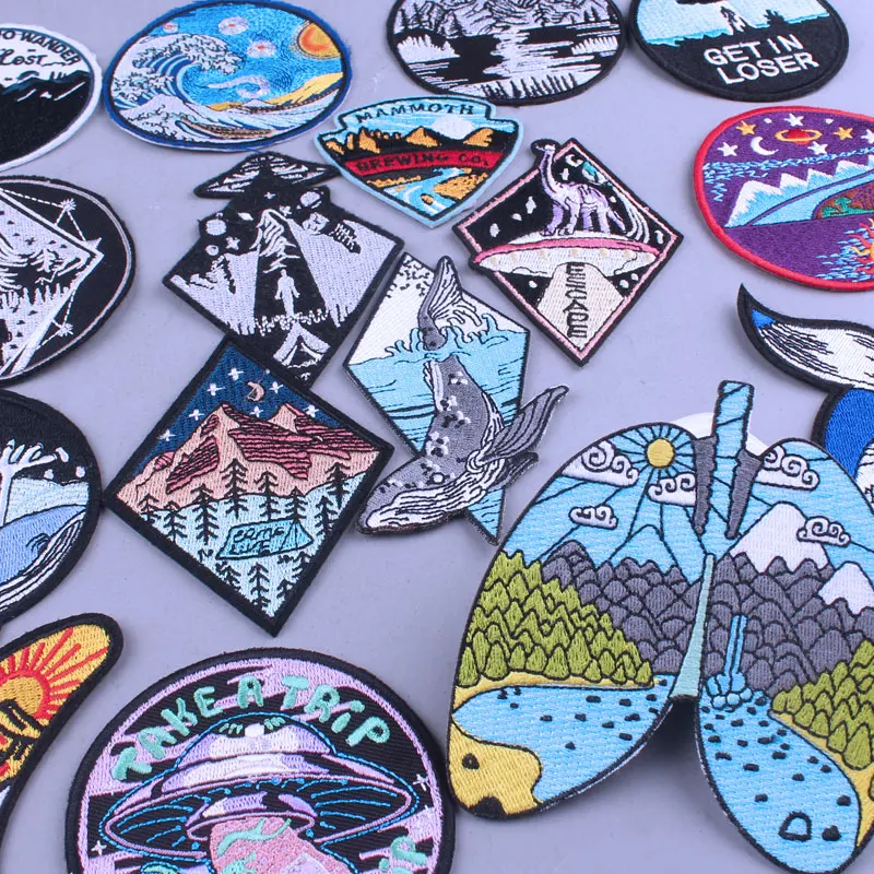 DIY Space Mountain Patch Iron On Patches For Clothing Embroidery Applique Badge Explore The Natural Adventure DIY Custom Patch