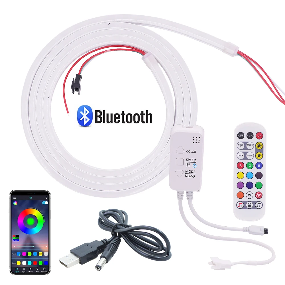 

DC 5V USB светодиодный неоновый светильник Bluetooth App WS2812B RGB Dream цветной светодиодный светильник-полоса индивидуальная Адресуемая Пиксельная гибкая лента