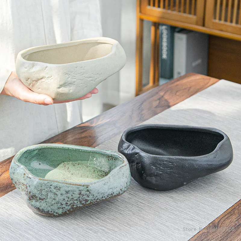 Retro ceramiczna mała doniczka, kreatywny dom na biurko, soczysta zielona roślina Wenzhu naczynia doniczkowe, chiński ogród ręcznie robiony 1 szt.