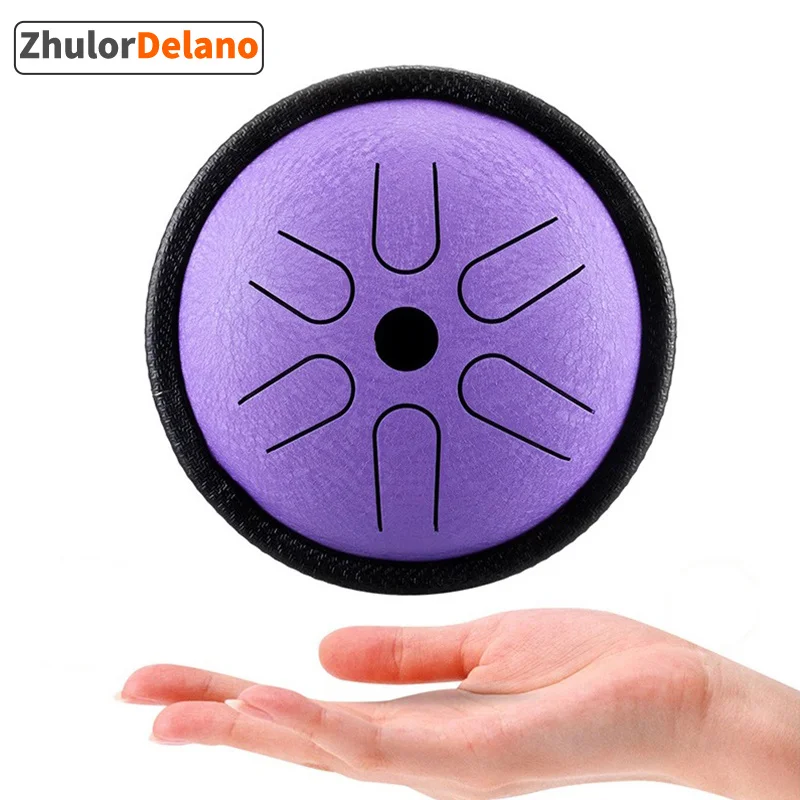 5.5 inch Mini Portable Steel Tongue Drum 6 Notes Hand-Pan Drum Percussion Musical Instruments with Padded Travel Bag Zen Music